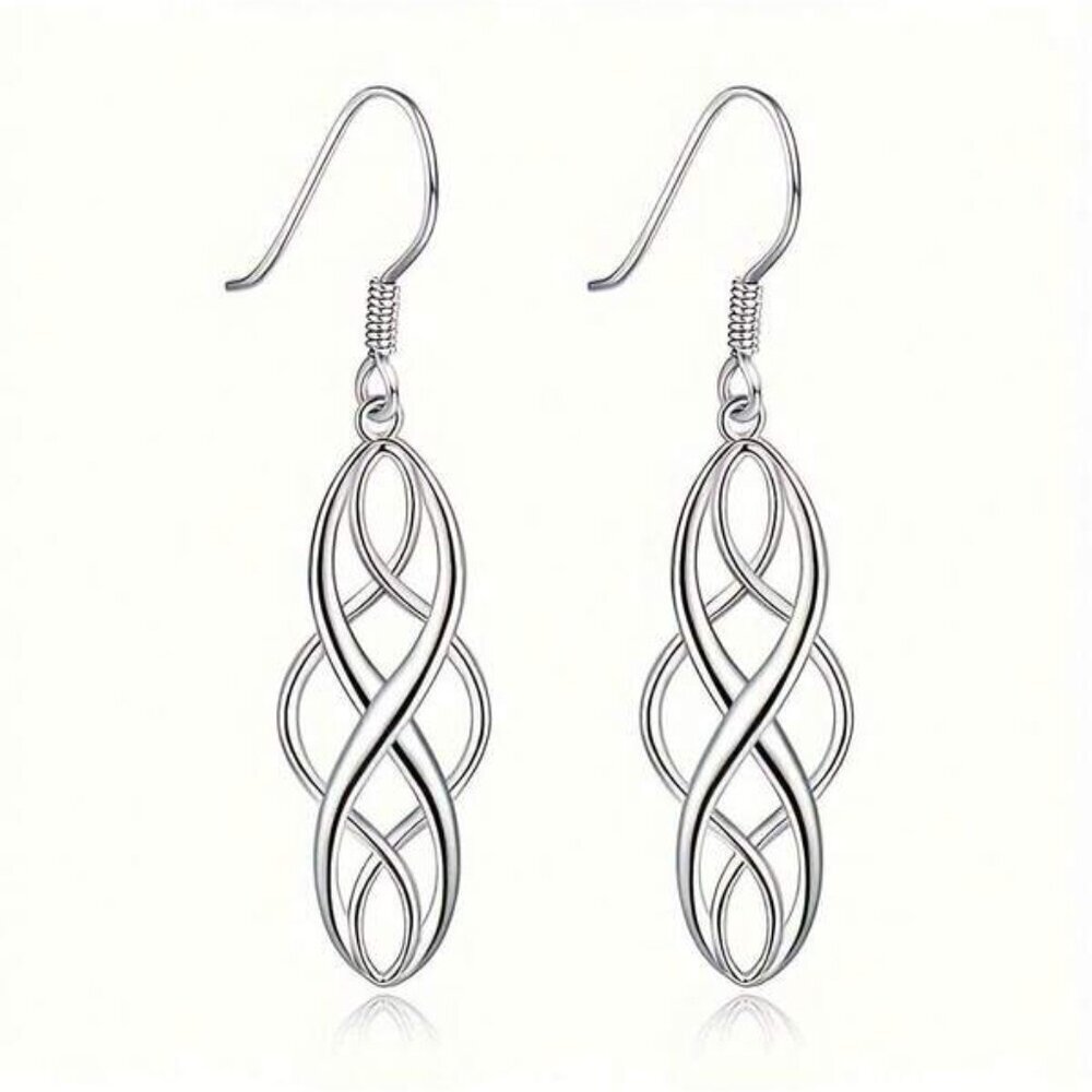 Sterling Silver Infinity Drop Earrings - Picture 3 of 3